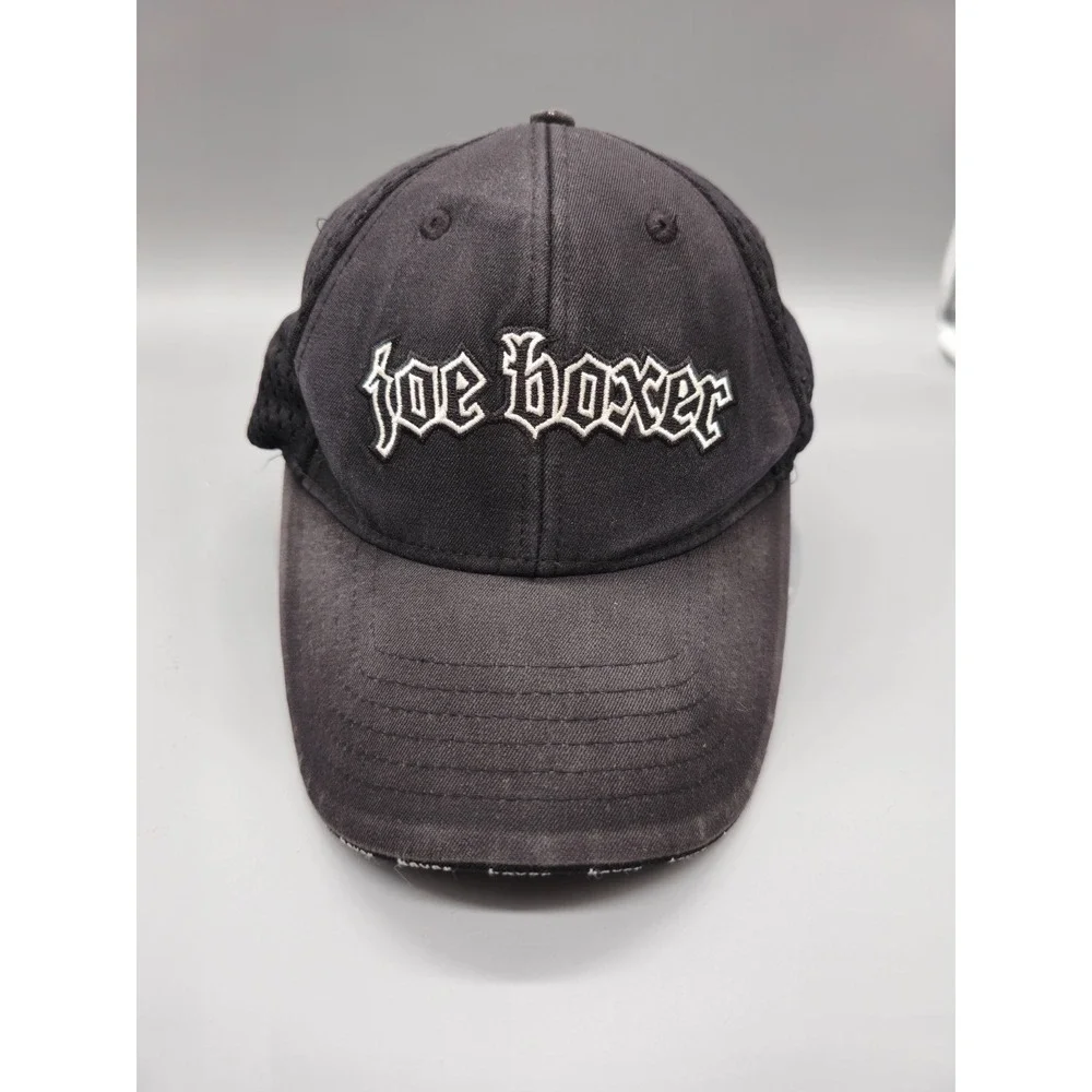 Joe Boxer Embroiedered Hat Cap Black Size S/M Nu-Fit KC Caps Mesh Fitted